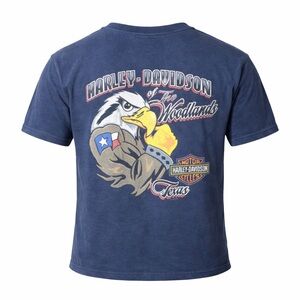 Harley-Davidson The Woodlands Texas‎ Eagle Graphic T-Shirt Mens Navy Blue L